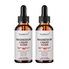 Magnesium Glycinate Liquid Drops - ROLI&ROLA With Cellulose Fiber, Vitamins B6, C, D, Zinc At Night, Digestive Health, Strawberry Flavour 30mlX2 Packe