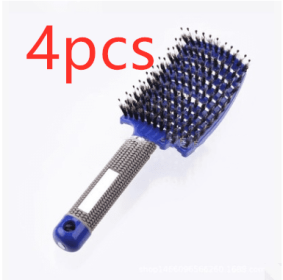 Hairbrush Anti Klit Brushy Haarborstel Women Detangler Hair Brush Bristle Nylon Scalp Massage  Teaser Hair Brush Comb (Option: Blue-Brush-4pcs)