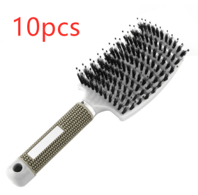 Hairbrush Anti Klit Brushy Haarborstel Women Detangler Hair Brush Bristle Nylon Scalp Massage  Teaser Hair Brush Comb (Option: White-Brush-10pcs)