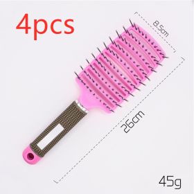 Hairbrush Anti Klit Brushy Haarborstel Women Detangler Hair Brush Bristle Nylon Scalp Massage  Teaser Hair Brush Comb (Option: Pink-No brush-4pcs)