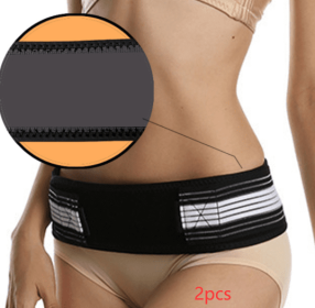 Double-reinforced Pelvic Repair Orthosis Protective Belt (Option: Black 2pcs-With vents-140x9cm)