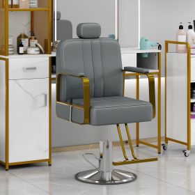 Metal Barber Salon Chair (Option: Gray Pu)