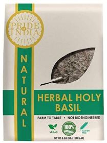 Pride Of India- Natural Sweet Holy Basil Leaf, 0.4oz (11.3gms) Dual Sifter Jar, Pure Indian Tulsi Leaf (Ocimum Sanctum) Offers Best Value (size: 3.53 oz)