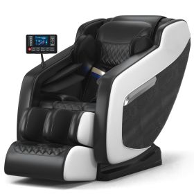 Massage chair, full body zero gravity recliner, with hip heating, foot massage and air massage system, suitable for mom/dad (pure black). (Color: black and white)